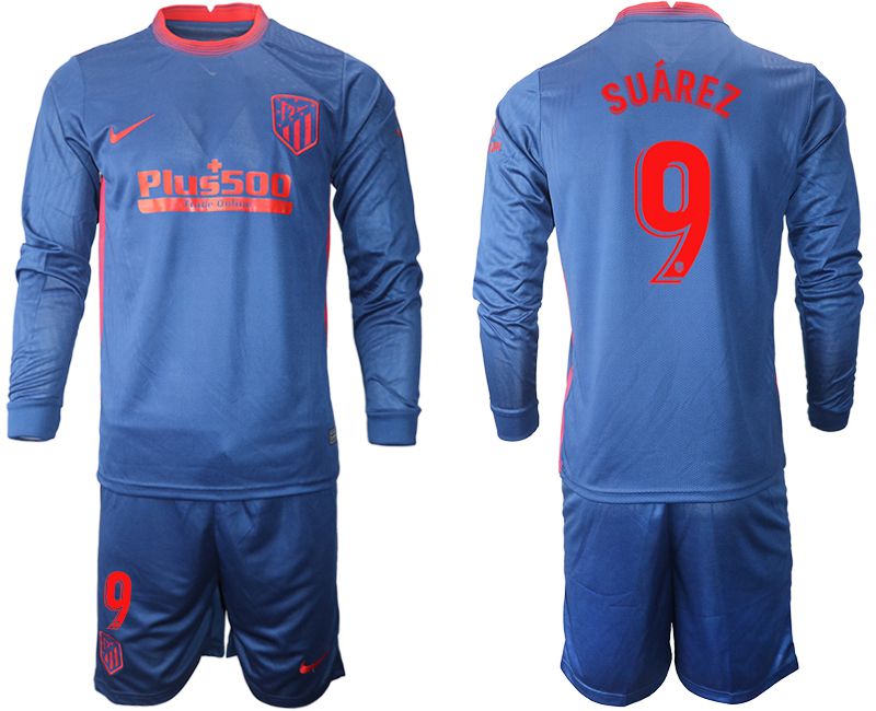 Men 2020-2021 club Atletico Madrid away long sleeves #9 blue Soccer Jerseys1
